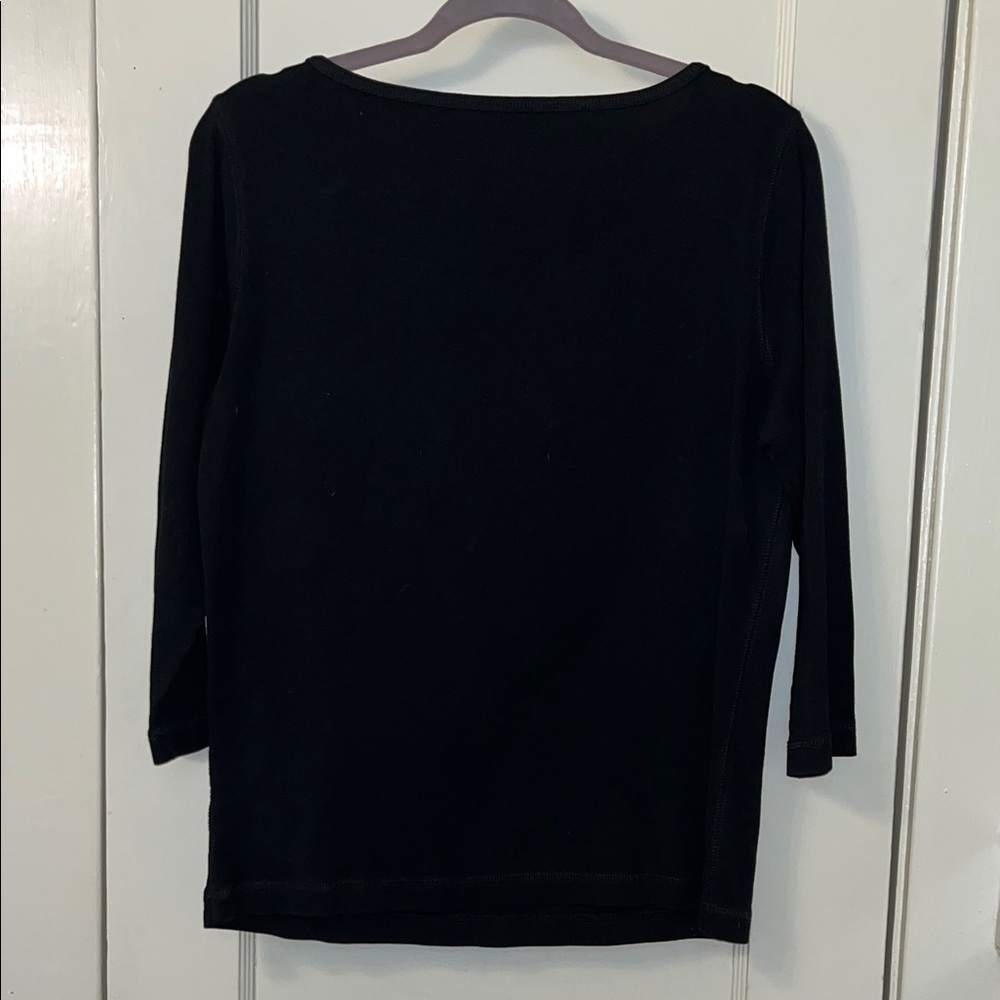 Jones New York Black 3/4 Sleeve Boatneck Tee - Picture 2 of 3